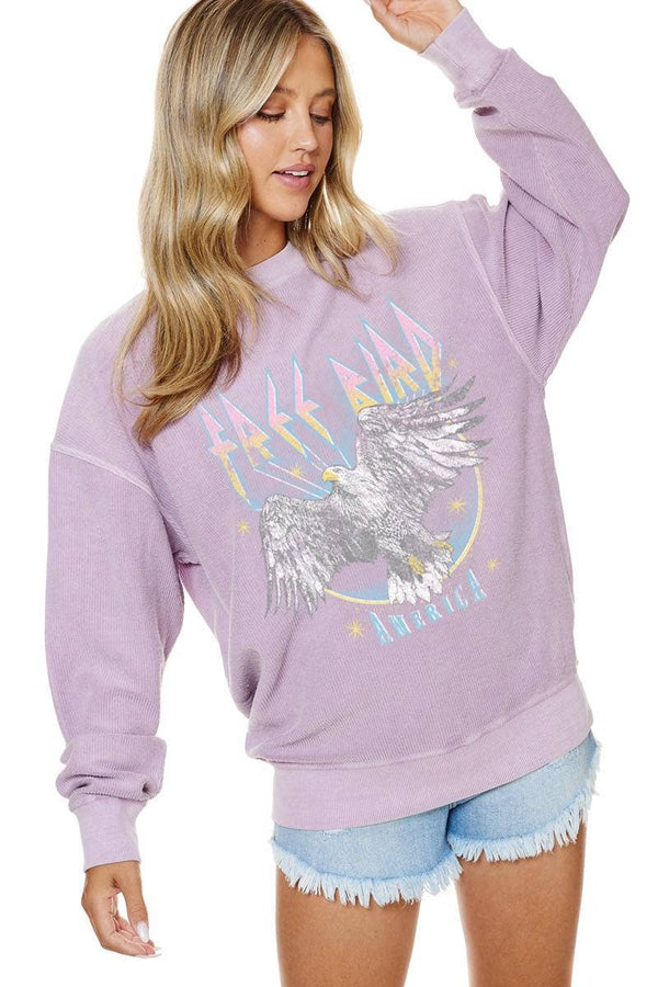 Free Bird America Vintage Corduroy Sweatshirt | Lavender